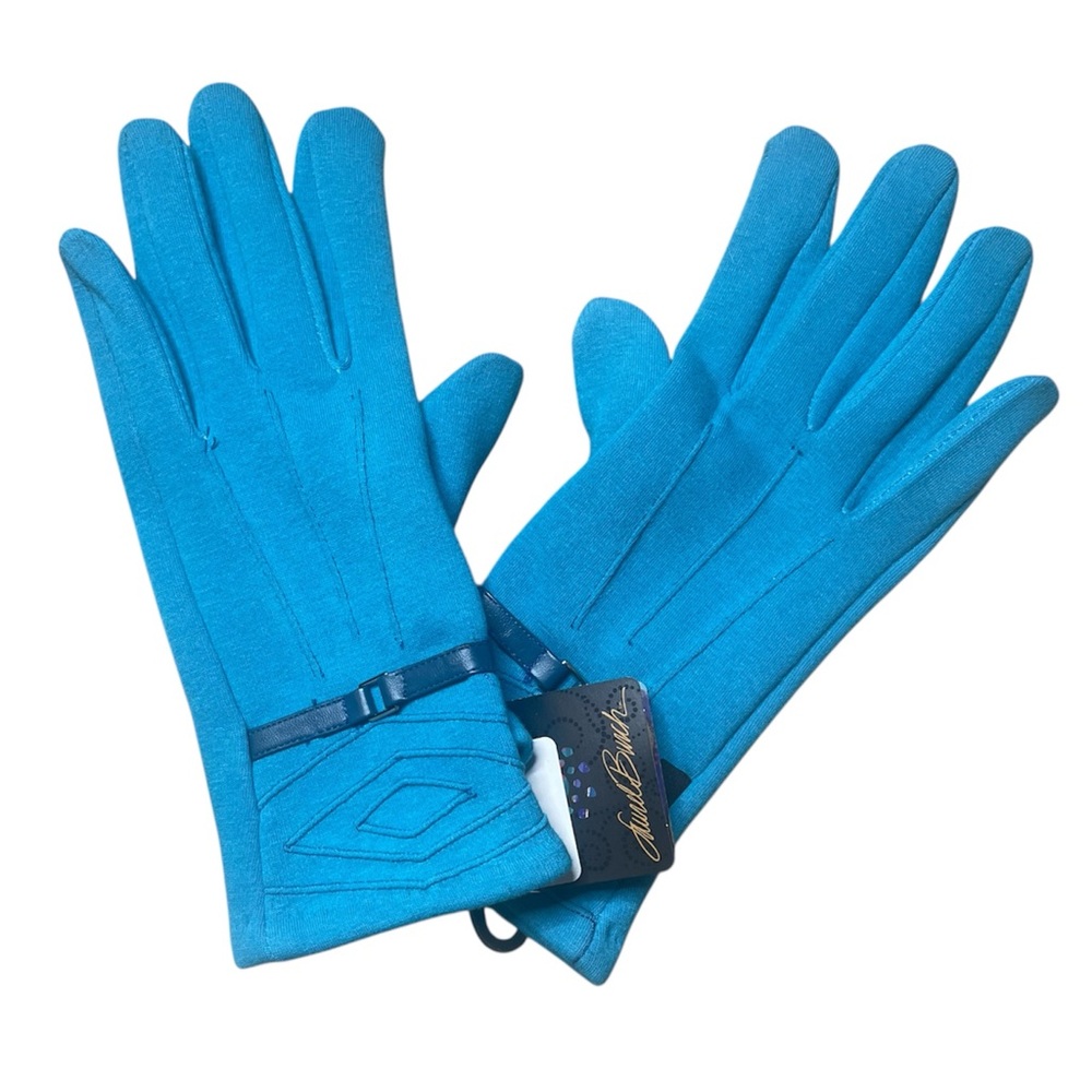 NWT Laurel Burch aqua blue pop stitch diamond gloves